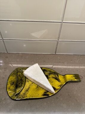 Yellow and Black Handblown Glass Serving Board